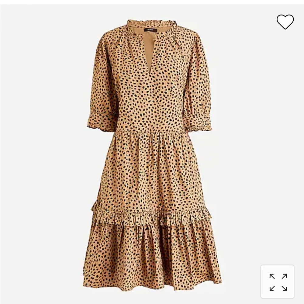 Ruffleneck tiered popover dress in leopard dot - j crew